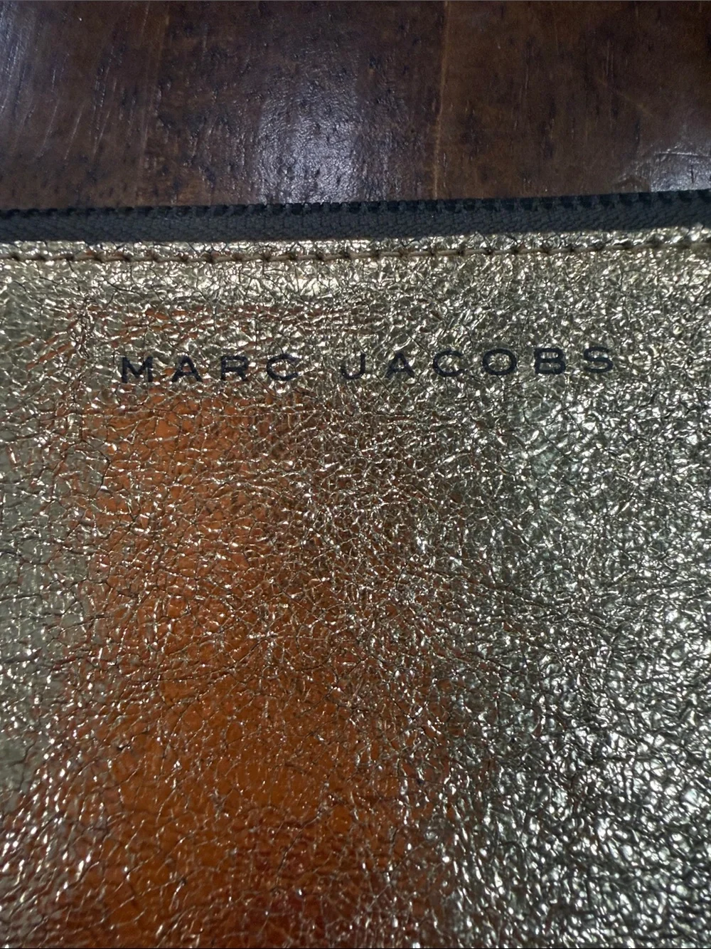 Marc Jacobs Metallic Bronze-Gold Zip Pouch